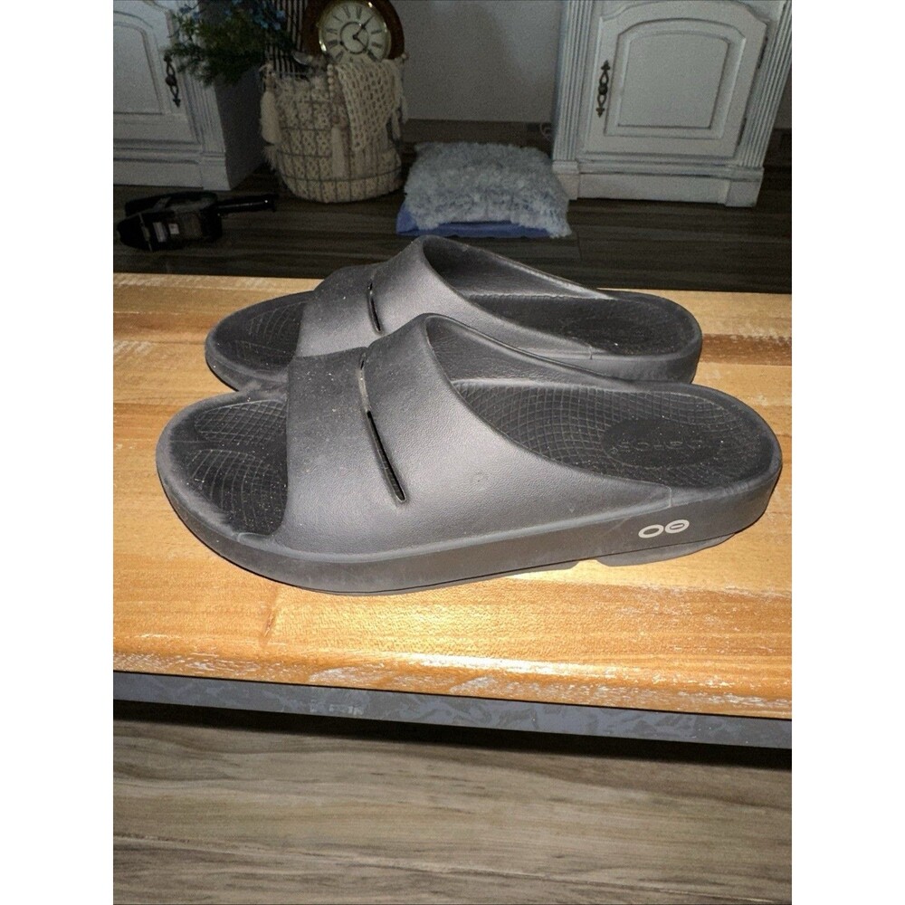 Oofos Ooahh Recovery Comfort Slide Sandals | Black — Size 6